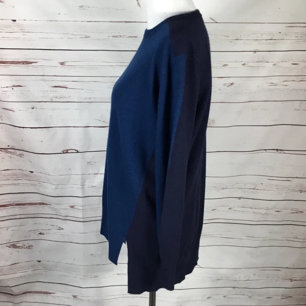 J. Crew Preppy 2 Toned Blue Hi‎ Low Colorblock Sweater